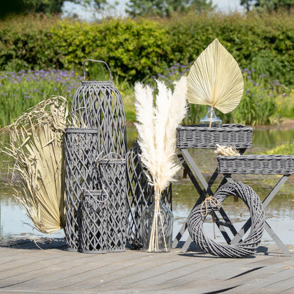 Huge Grey Standing Wicker Lantern