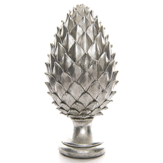 Tall Large Silver Pinecone Finial