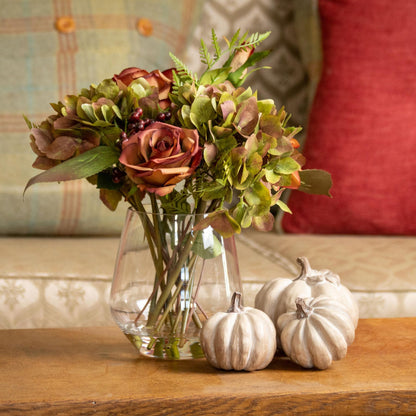 Set Of Six Carved Wood Effect Pumpkins