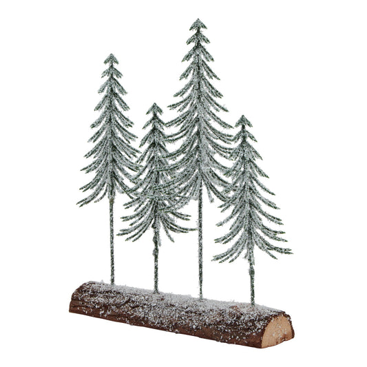 Small Snowy Spindle Tree Quad In Wood Log