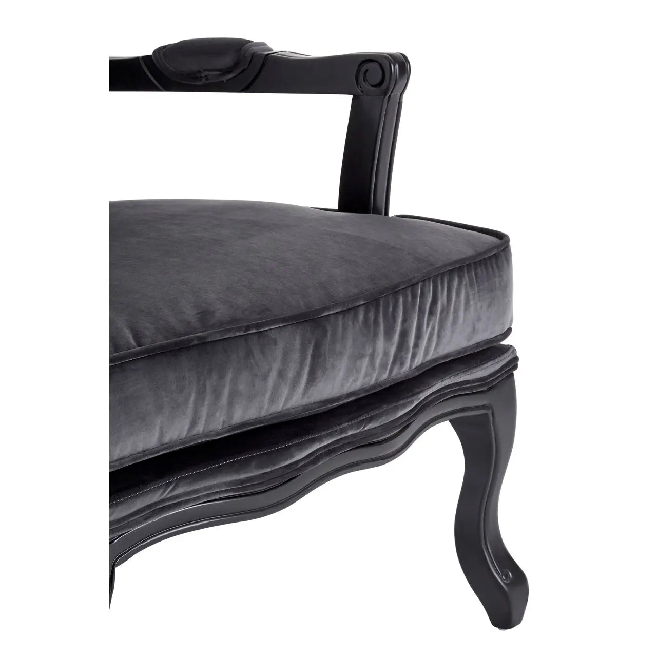 Rococo Grey Velvet Chair And Footstool