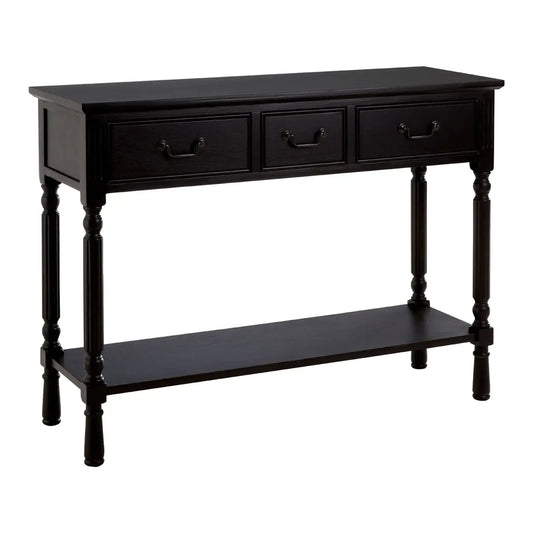 Heritage Three Drawer Vintage Black Console Table