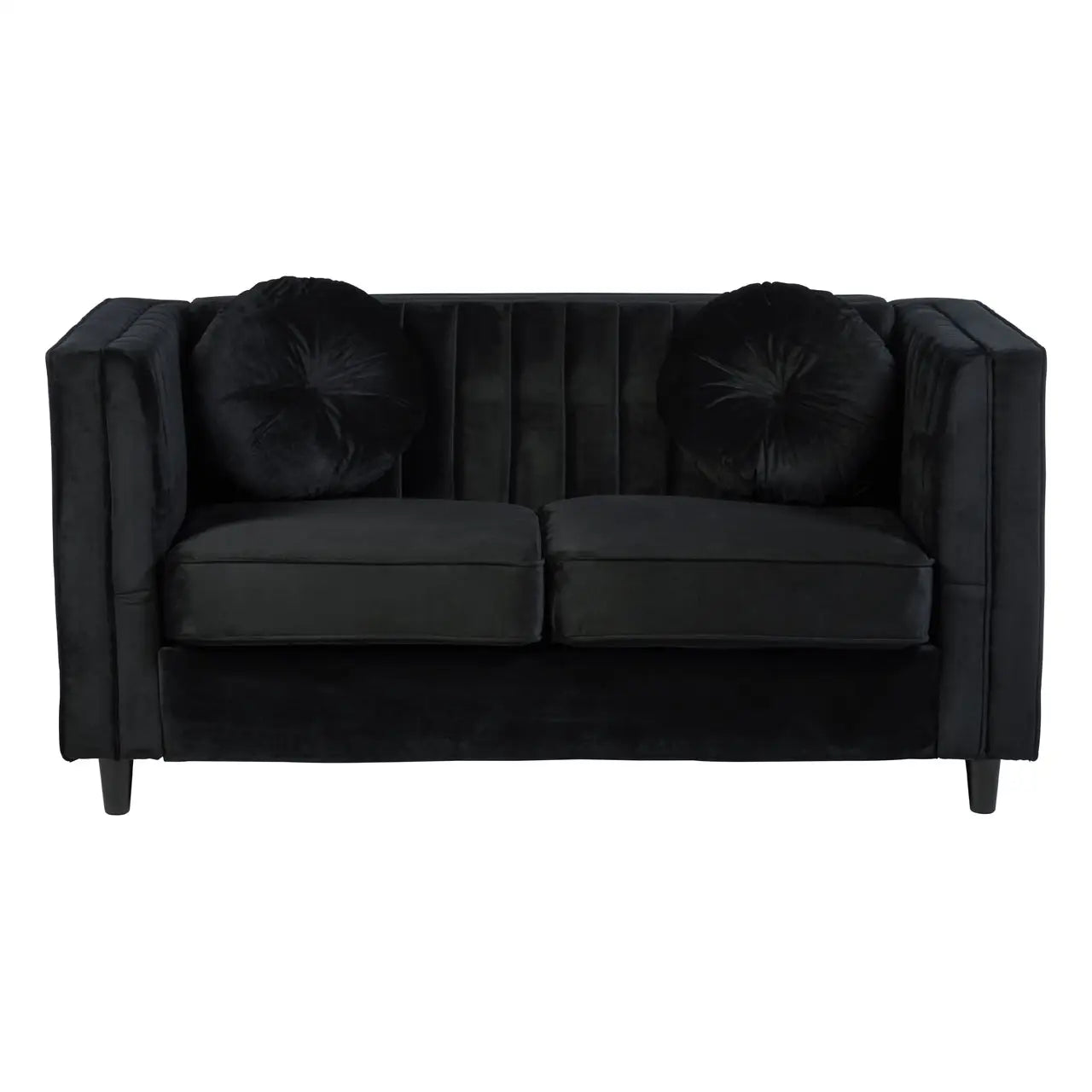 Farah Two Seat Black Velvet Sofa