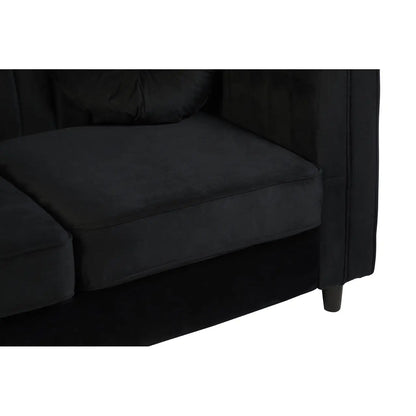 Farah Two Seat Black Velvet Sofa