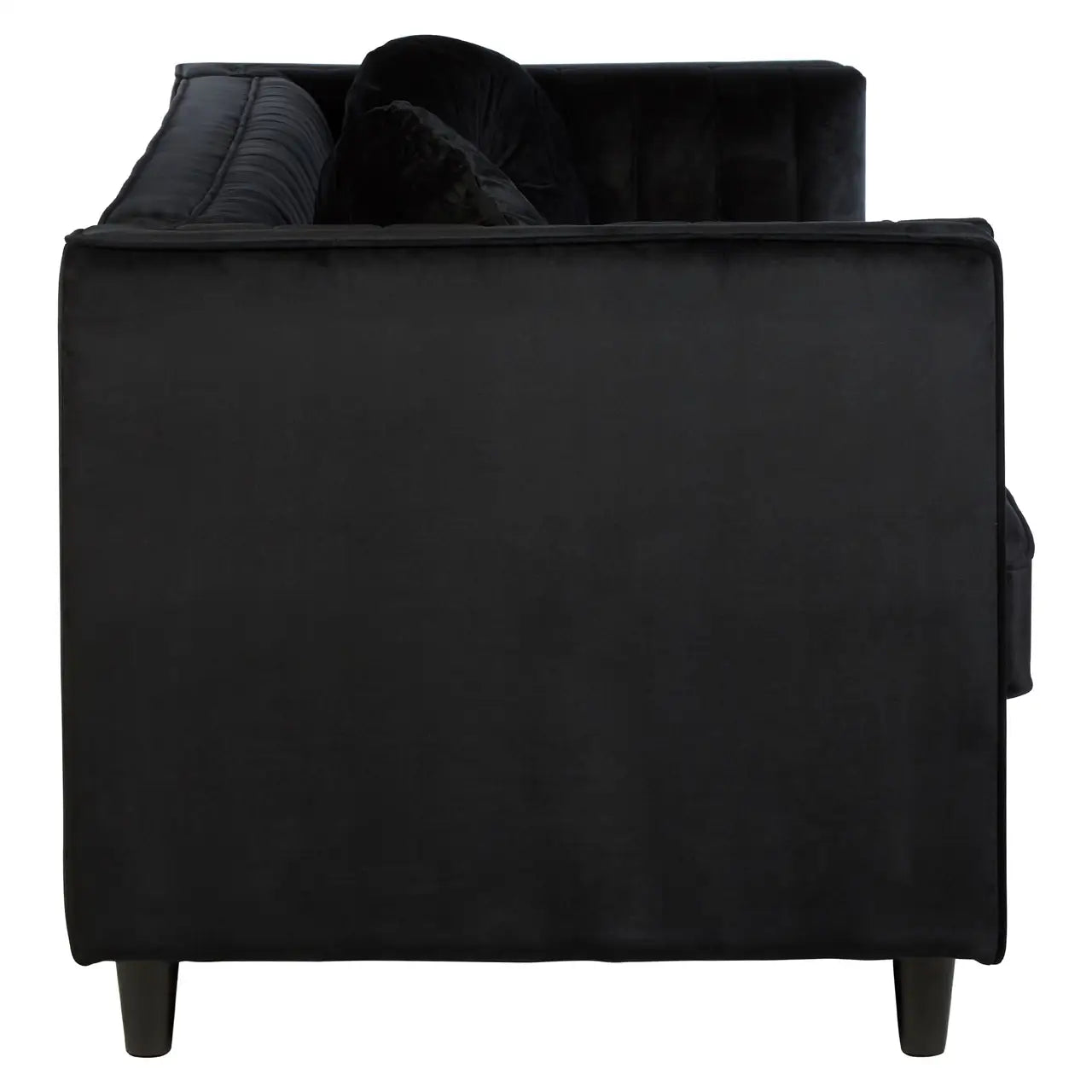 Farah Three Seater Black Velvet Sofa