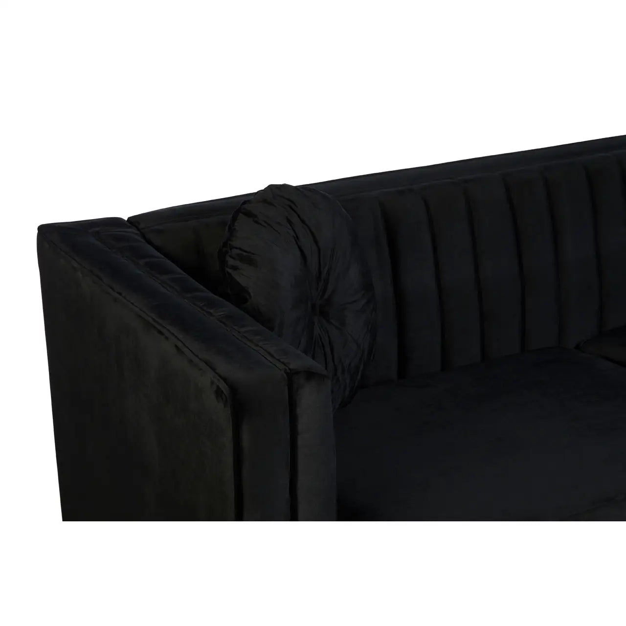 Farah Three Seater Black Velvet Sofa