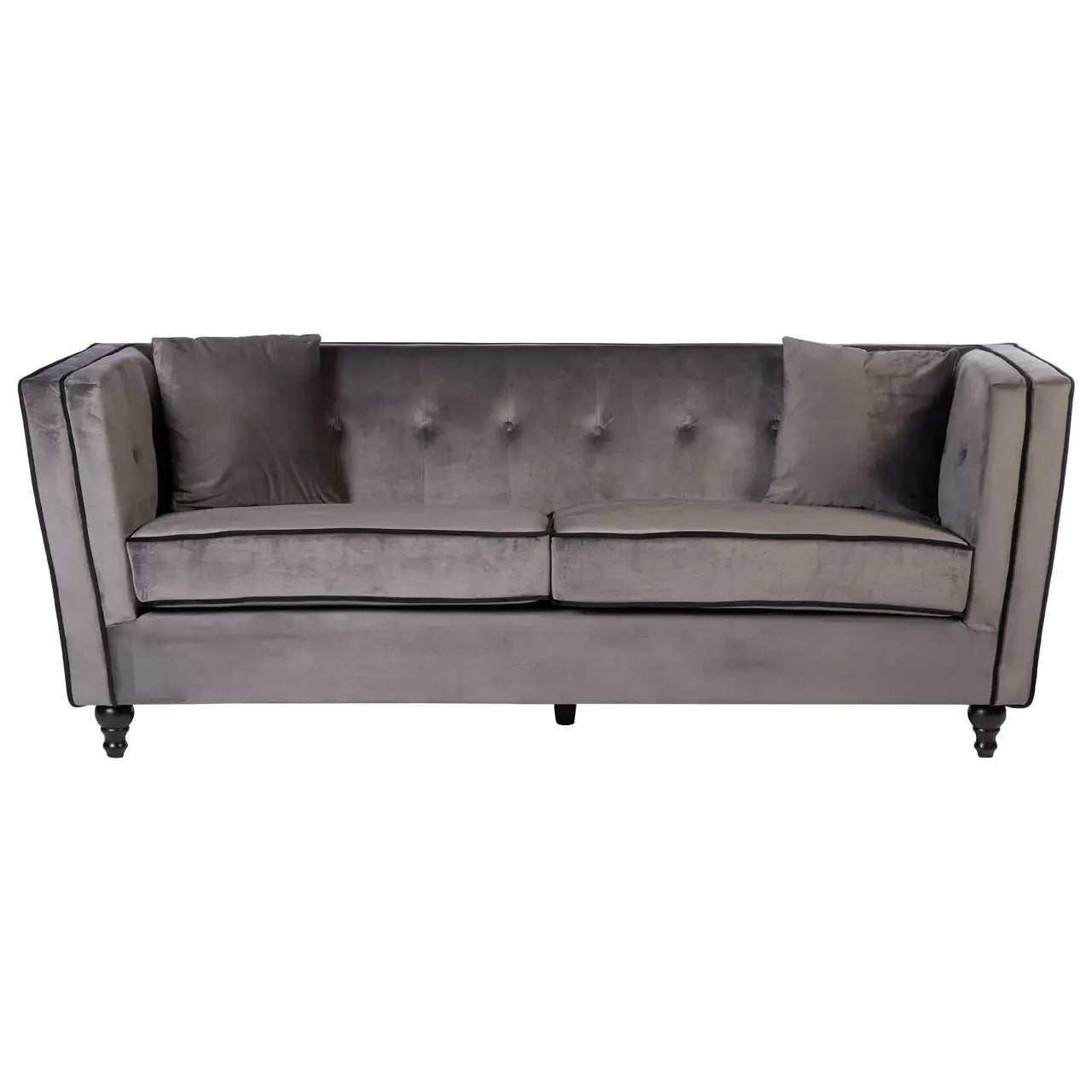 Ferris Grey Velvet 3 Seat Sofa