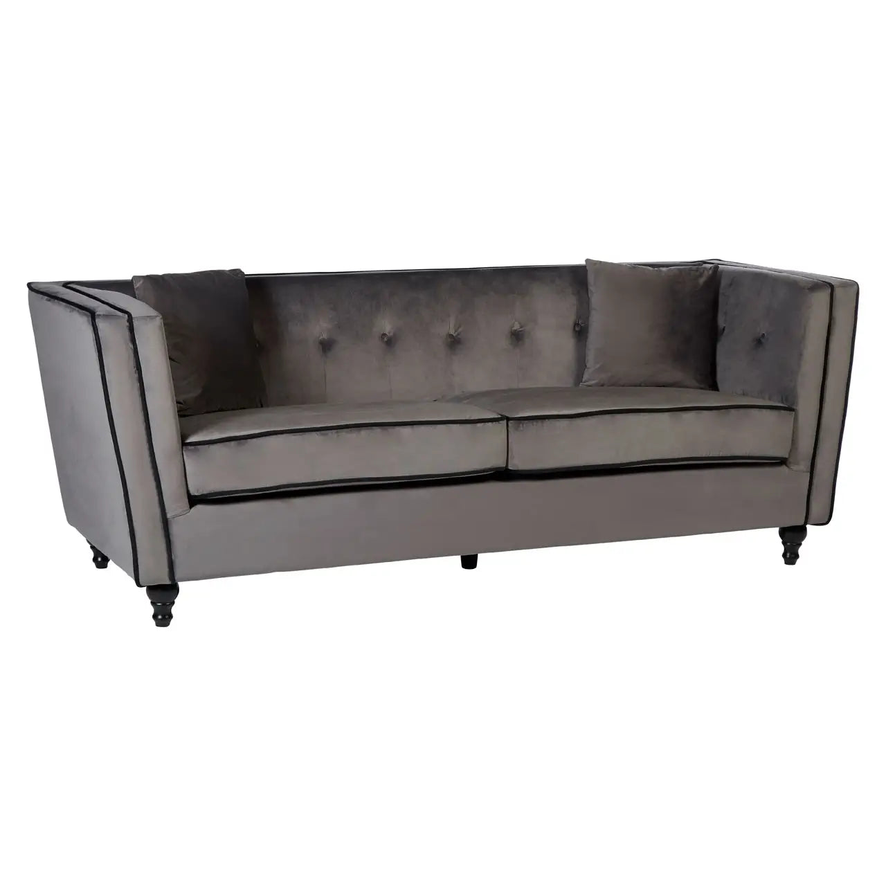 Ferris Grey Velvet 3 Seat Sofa