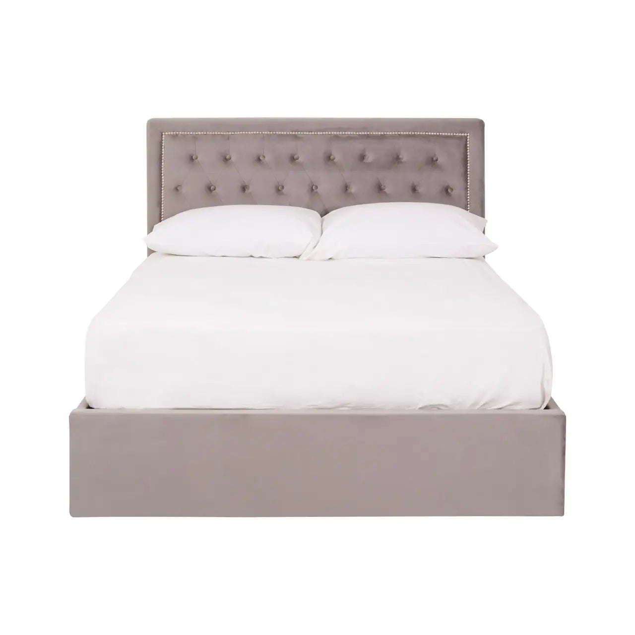 Hannah Grey Velvet Ottoman Bed Double