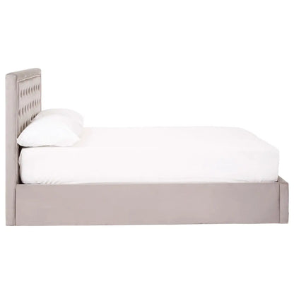 Hannah Grey Velvet Ottoman Bed Double