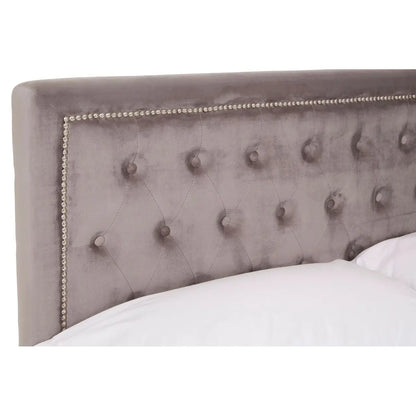 Hannah Grey Velvet Ottoman Bed Double