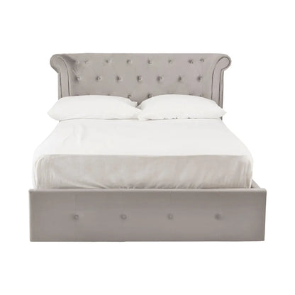 Edison Grey Velvet Ottoman Double Bed