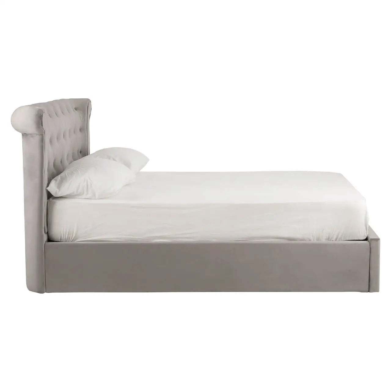 Edison Grey Velvet Ottoman Double Bed