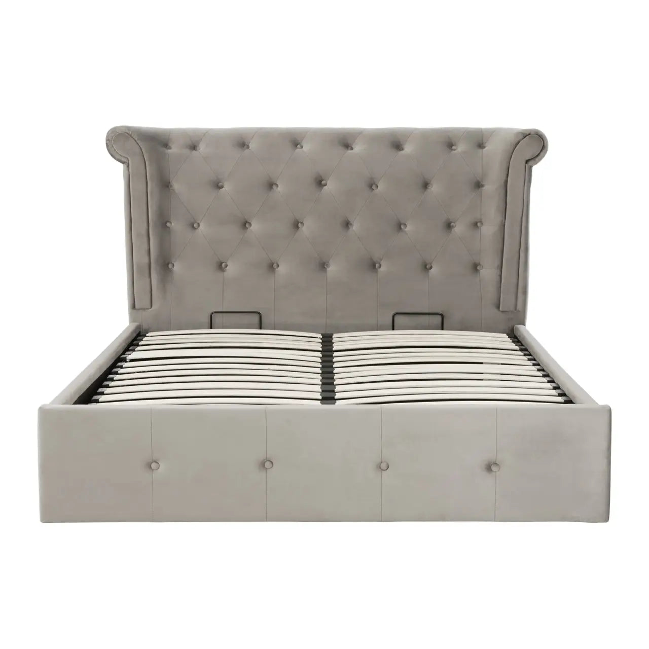 Edison Grey Brushed Velvet Ottoman King Bed