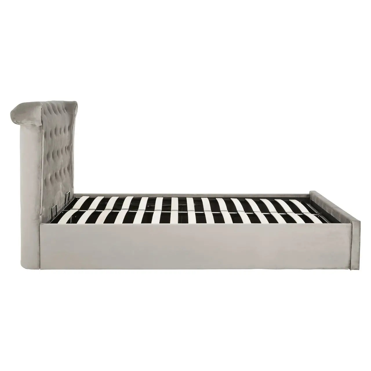 Edison Grey Brushed Velvet Ottoman King Bed