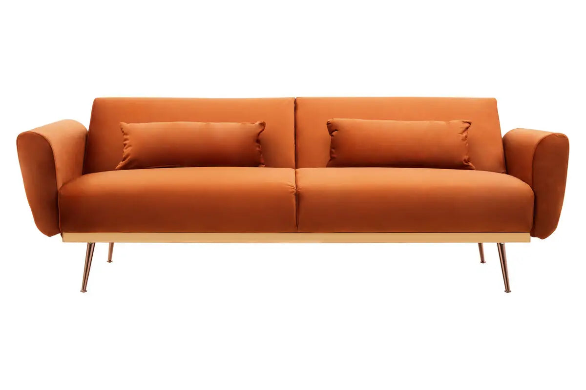 Hatton Burnt Orange Velvet Sofa Bed