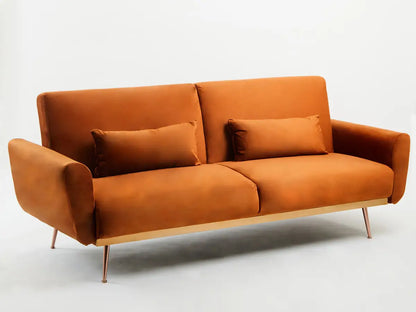 Hatton Burnt Orange Velvet Sofa Bed