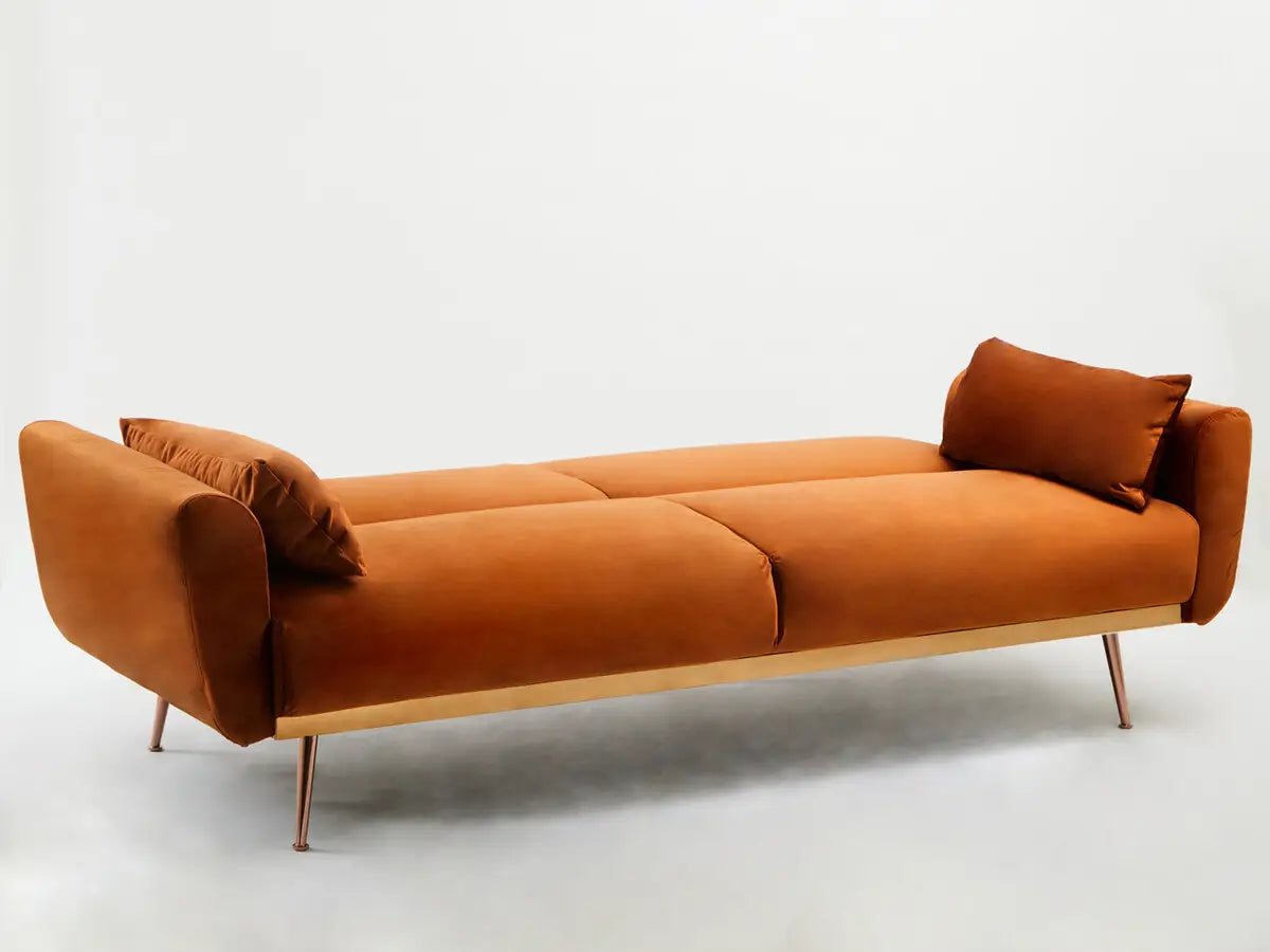 Hatton Burnt Orange Velvet Sofa Bed