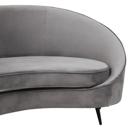 Hasina Three Seat Grey Velvet Sofa