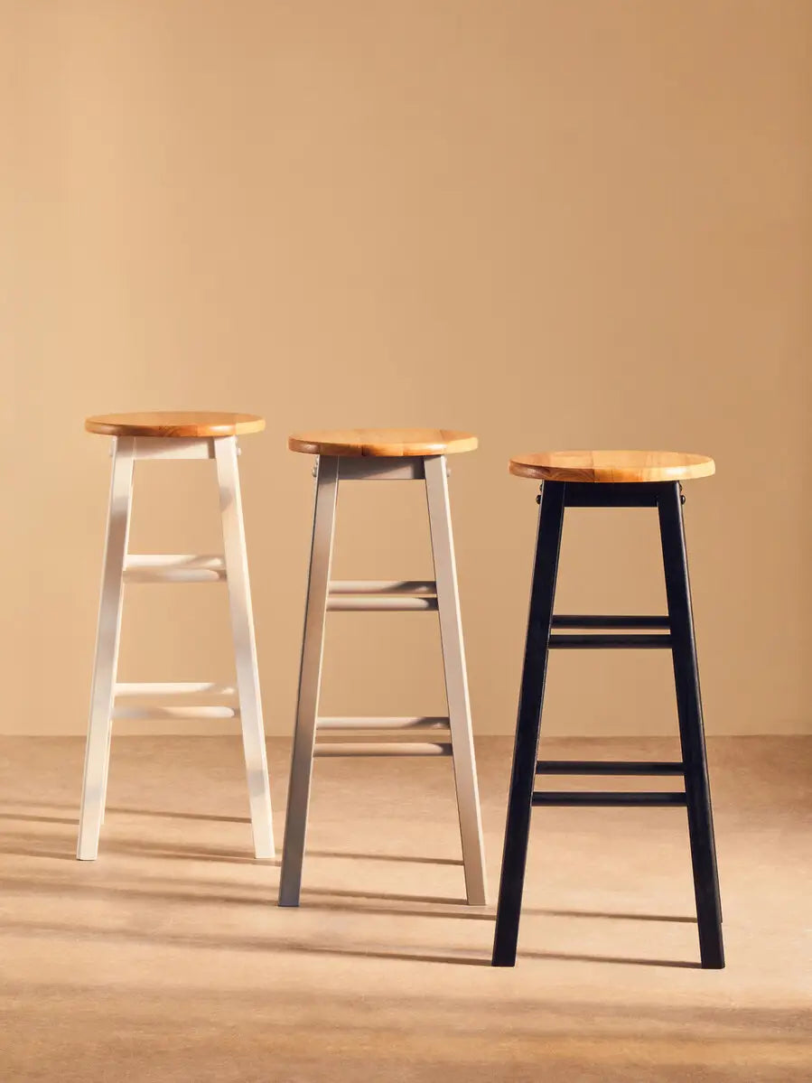 Chester White and Natural Wooden Kitchen/Bar Stool