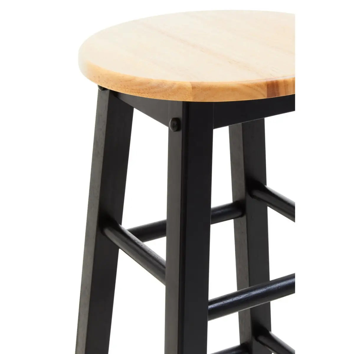 Chester Black and Natural Wooden Kitchen/Bar Stool