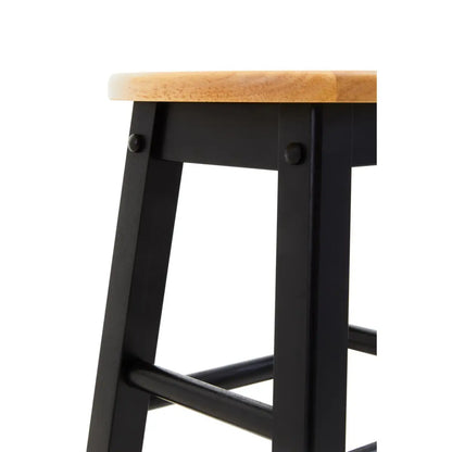 Chester Black and Natural Wooden Kitchen/Bar Stool