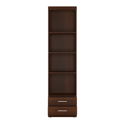 Imperial Tall 2 Drawer Narrow Cabinet with Open Shelving in Dark Mahogany Melamine