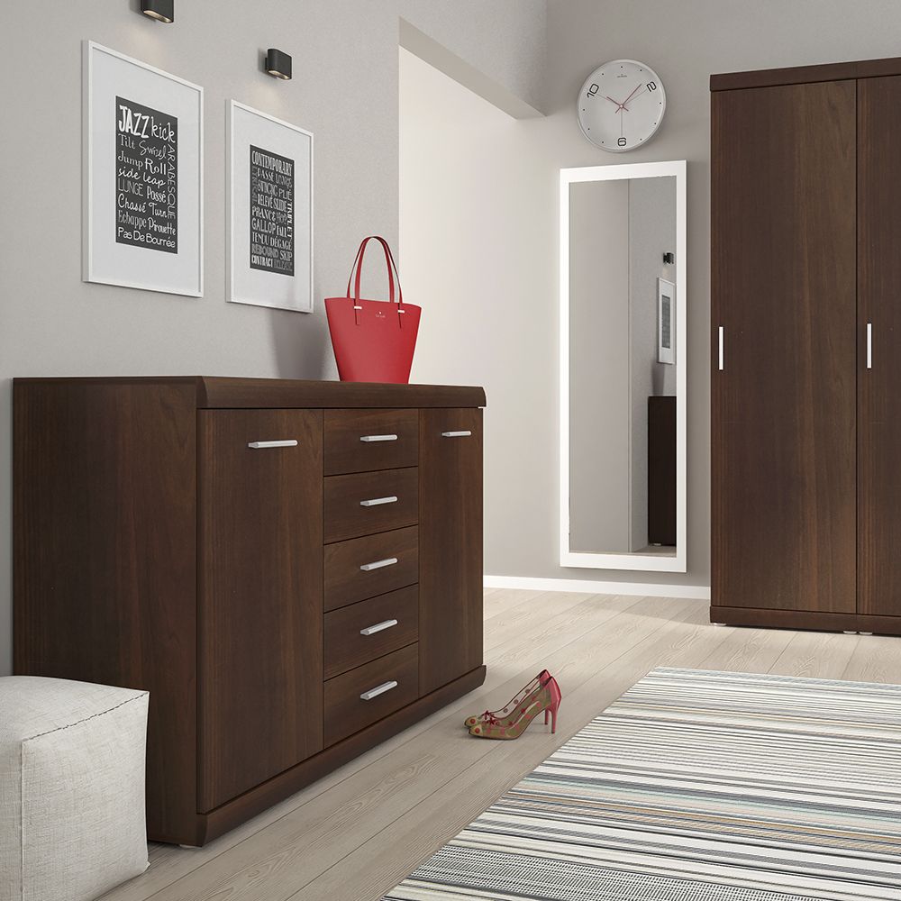 Imperial 2 Door 5 Drawer Sideboard in Dark Mahogany Melamine