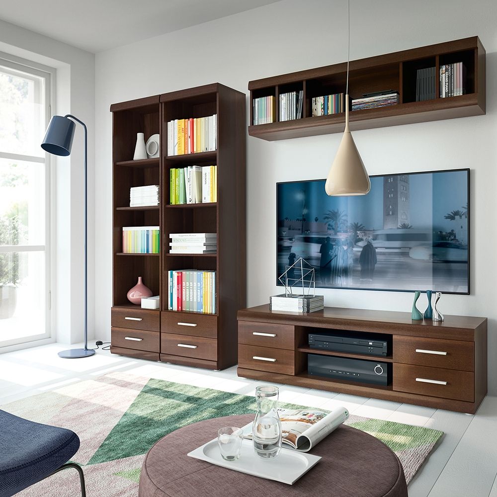 Imperial Wide 4 Drawer TV Cabinet in Dark Mahogany Melamine