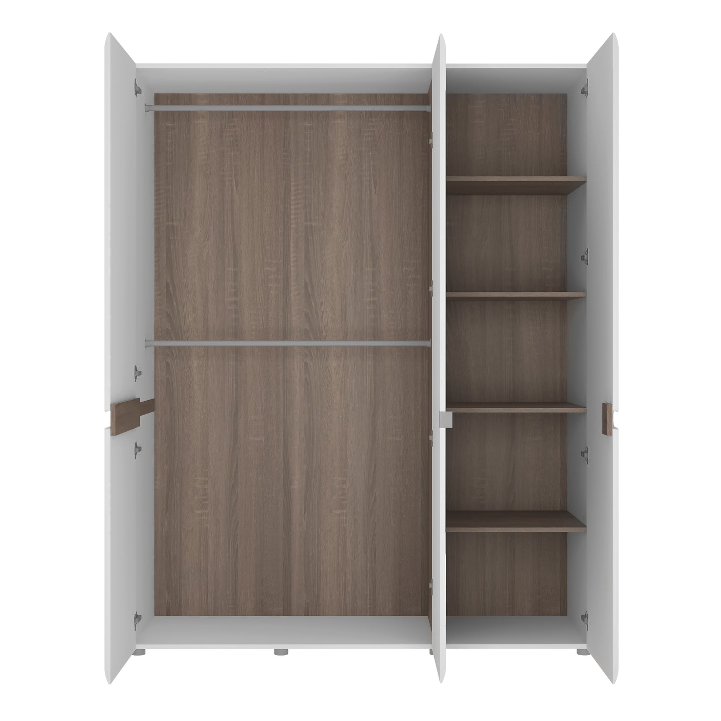 Chelsea Bedroom 3 Door Wardrobe with Mirror in White with a Truffle Oak Trim