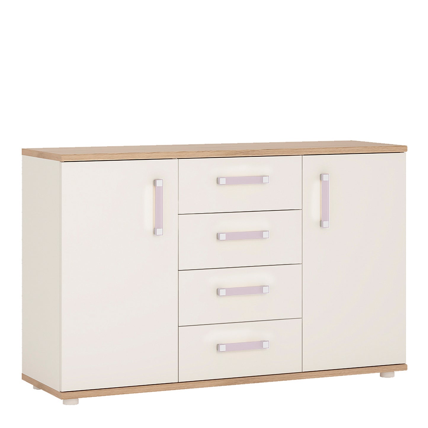 4KIDS 2 Door 4 Drawer Sideboard with Lilac Handles