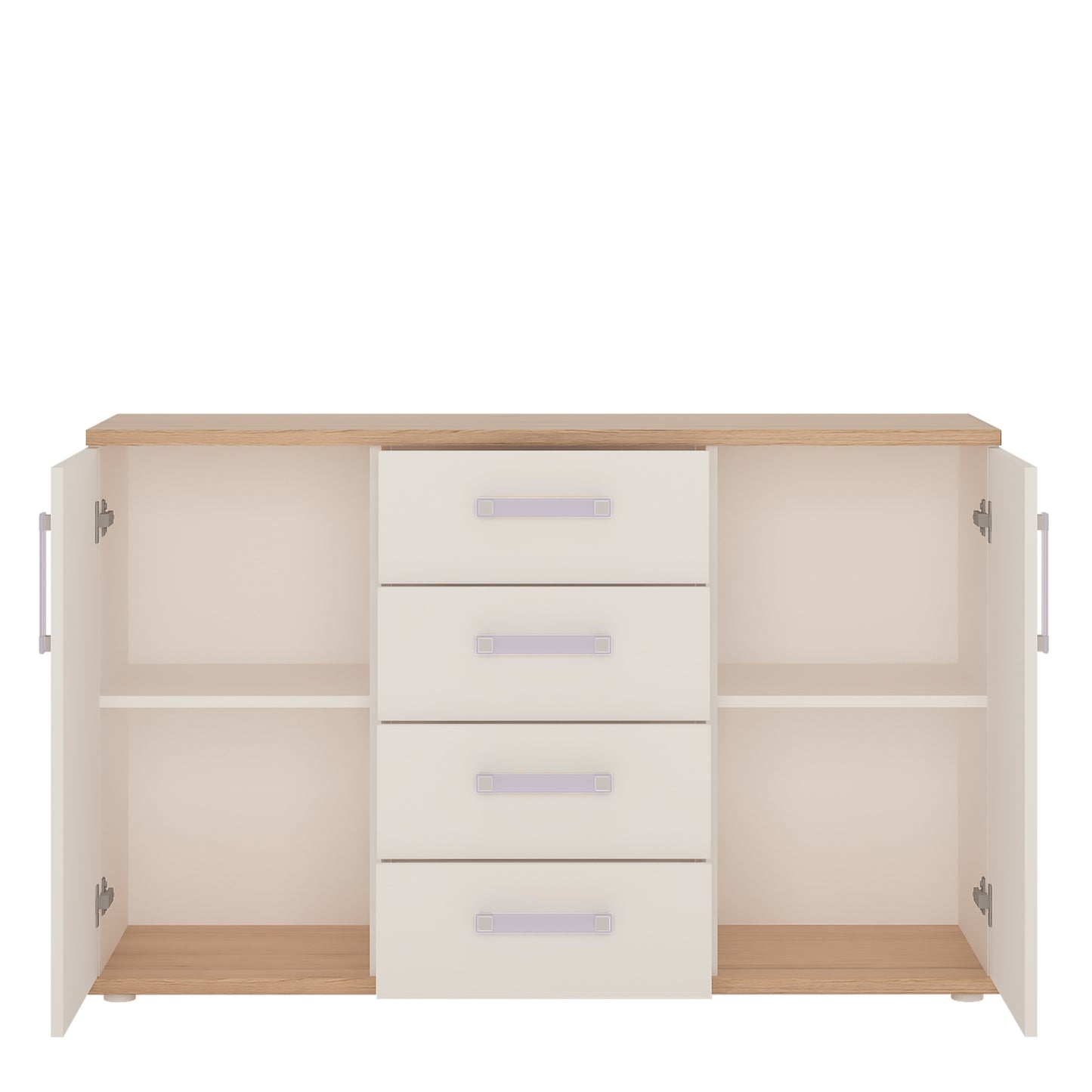 4KIDS 2 Door 4 Drawer Sideboard with Lilac Handles