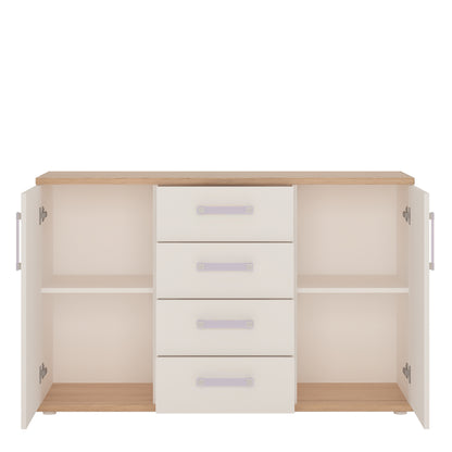 4KIDS 2 Door 4 Drawer Sideboard with Lilac Handles