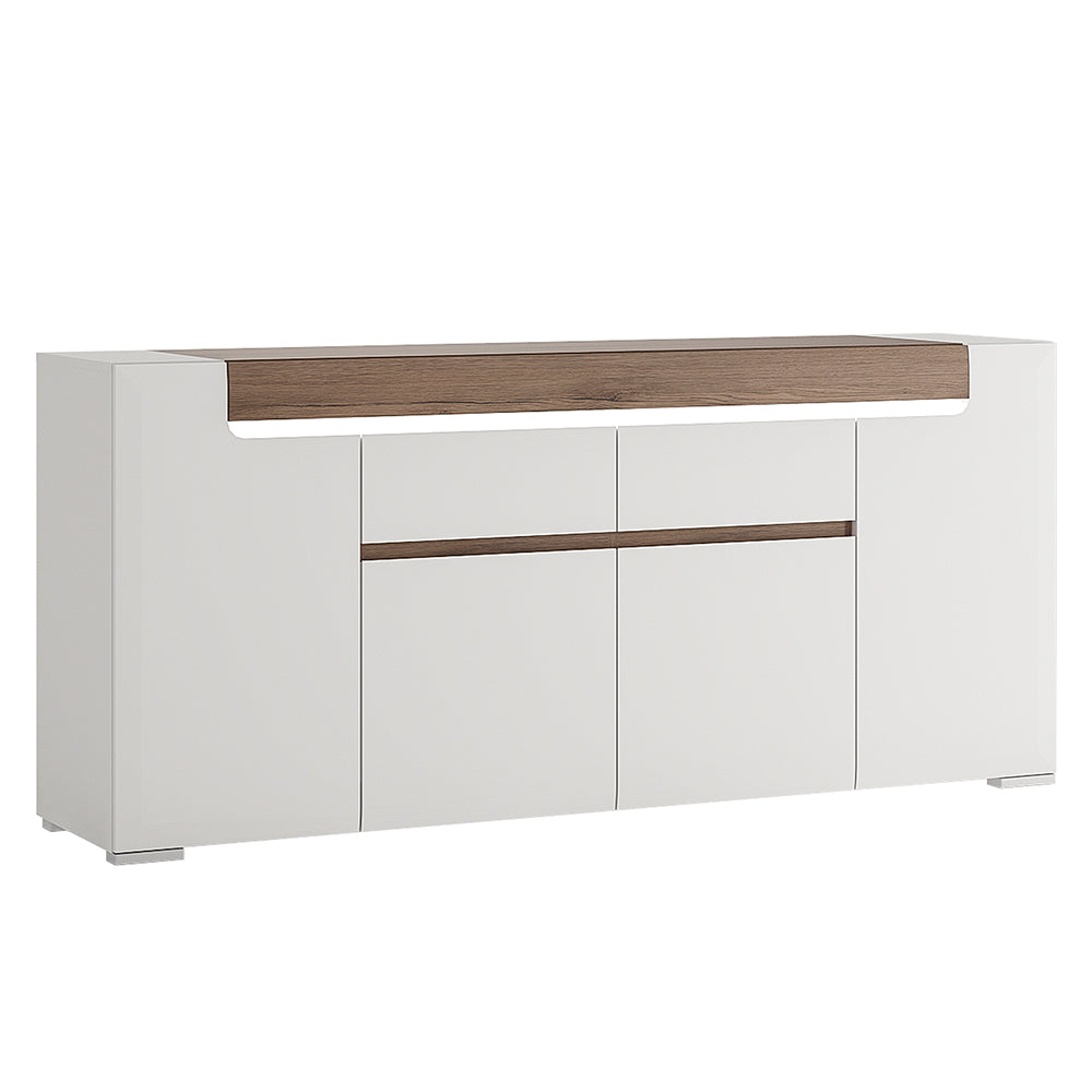 Toronto Wide 4 Door 2 Drawer Sideboard (inc. Plexi Lighting)