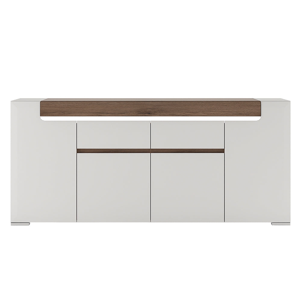 Toronto Wide 4 Door 2 Drawer Sideboard (inc. Plexi Lighting)