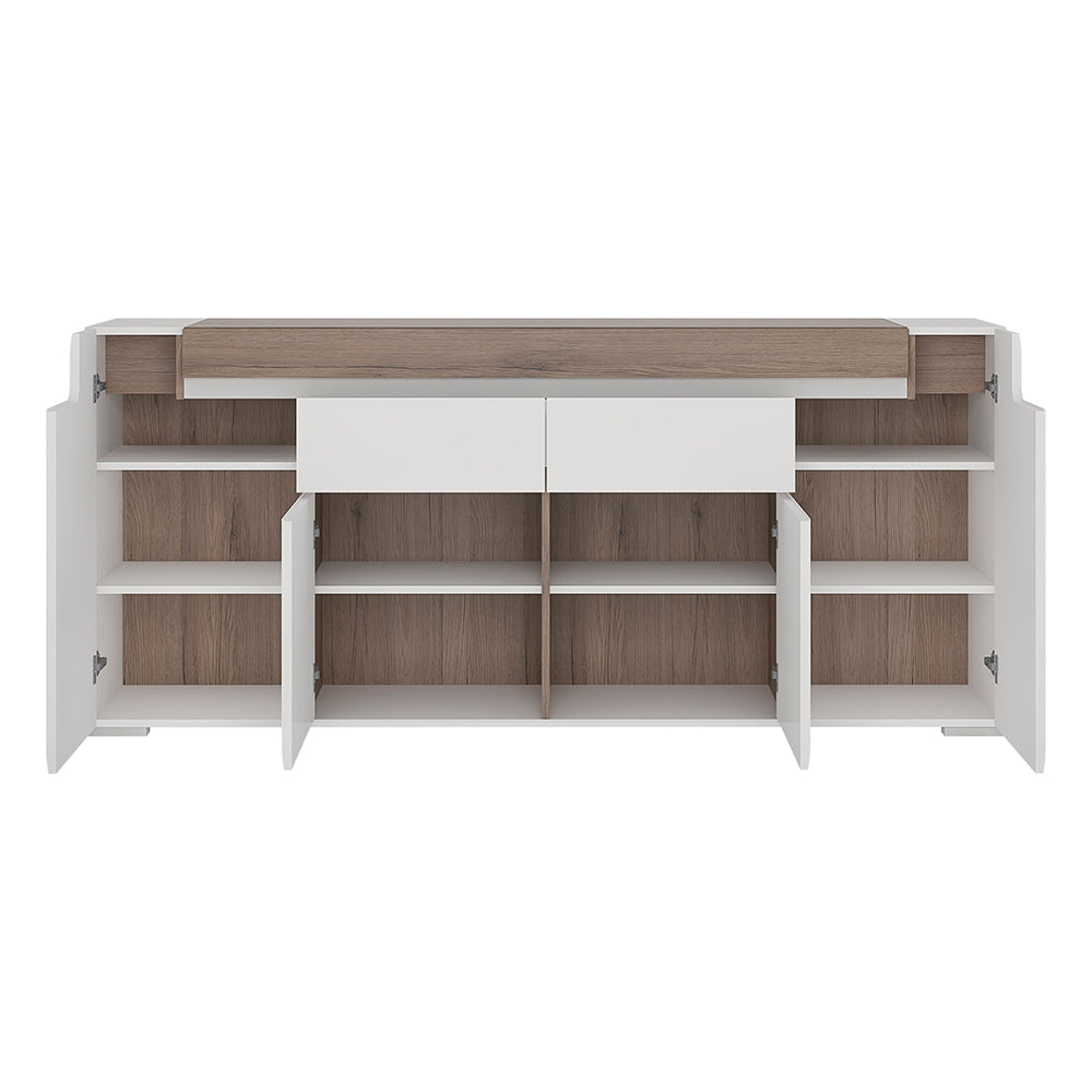 Toronto Wide 4 Door 2 Drawer Sideboard (inc. Plexi Lighting)