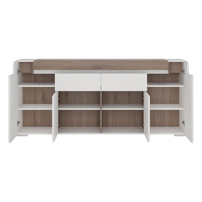 Toronto Wide 4 Door 2 Drawer Sideboard (inc. Plexi Lighting)