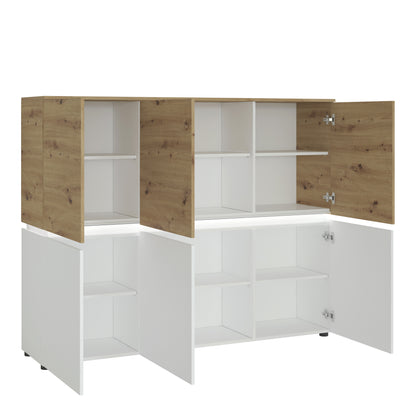 Luci 6 Door Cabinet (including LED lighting) in White and Oak