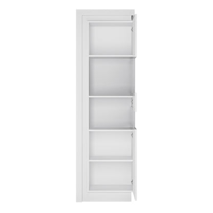 Lyon Tall Narrow Display Cabinet (RHD) (including LED lighting) in White and High Gloss