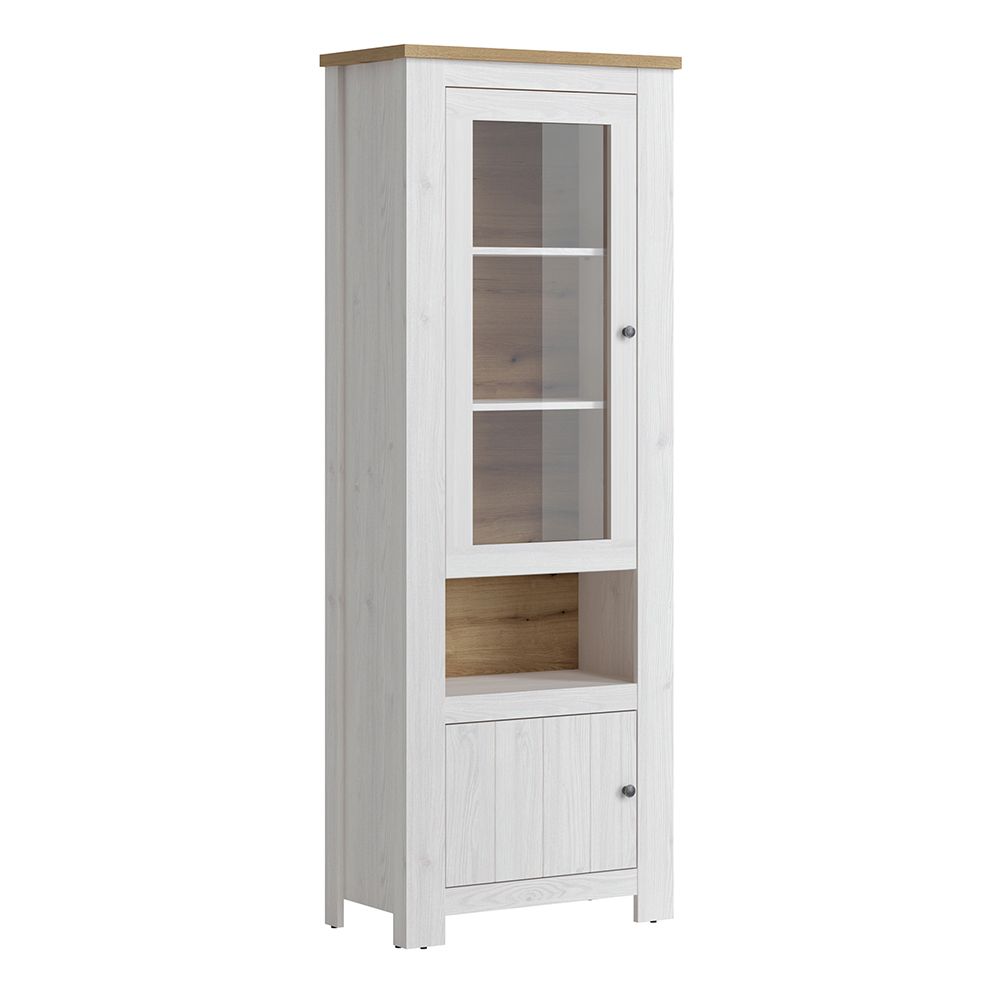 Celesto 2 Door Display Cabinet inc. 2x LED Lights in White and Oak