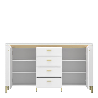 Lazio Sideboard 2 Door 4 Drawer in Alpine White/White Gloss