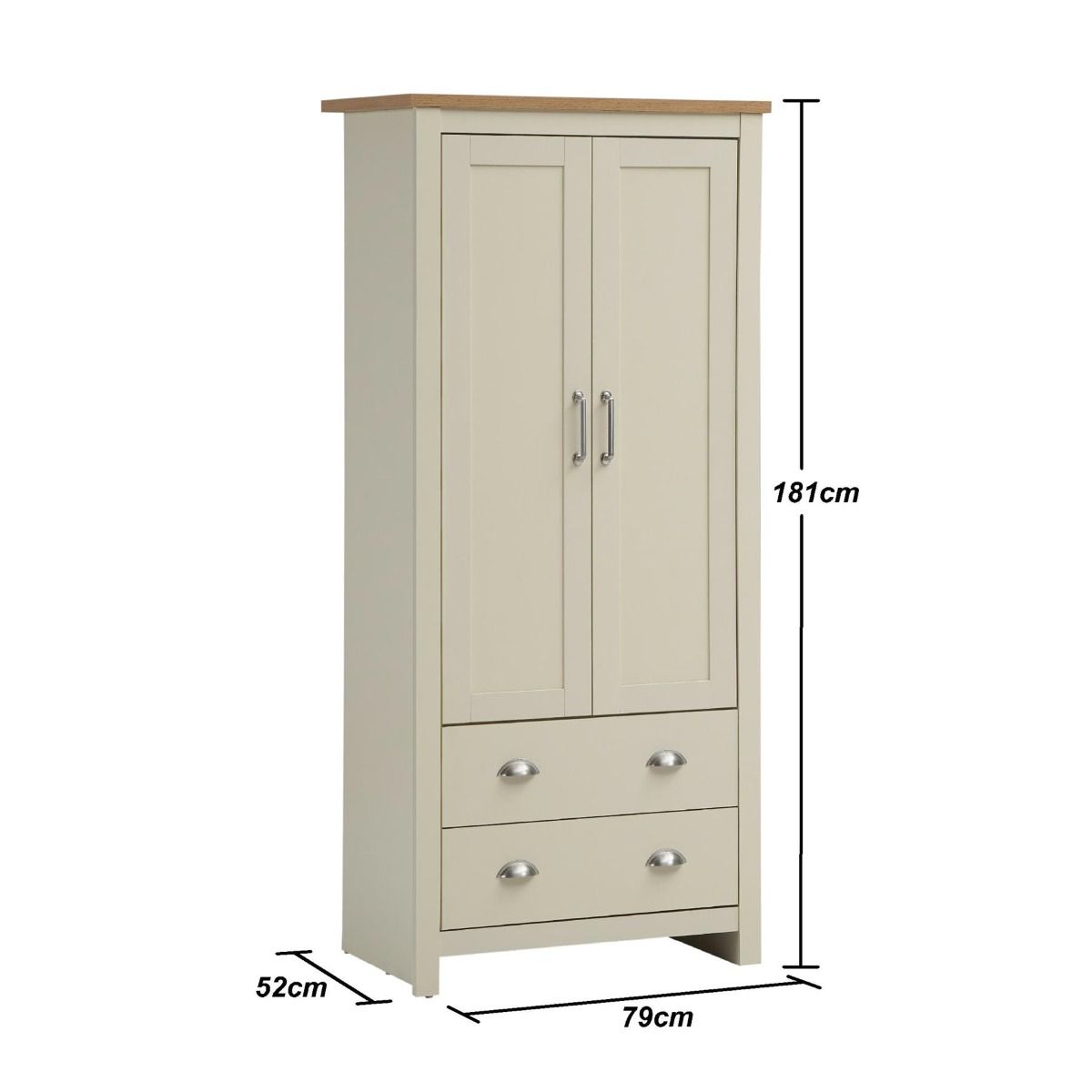 Lisbon 3 Piece Set 2 Door Wardrobe 3+4 Chest 1 Drw Bedside