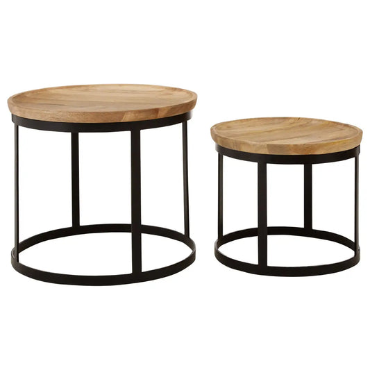 Set Of Two Boho Mango Wood Nesting Tables