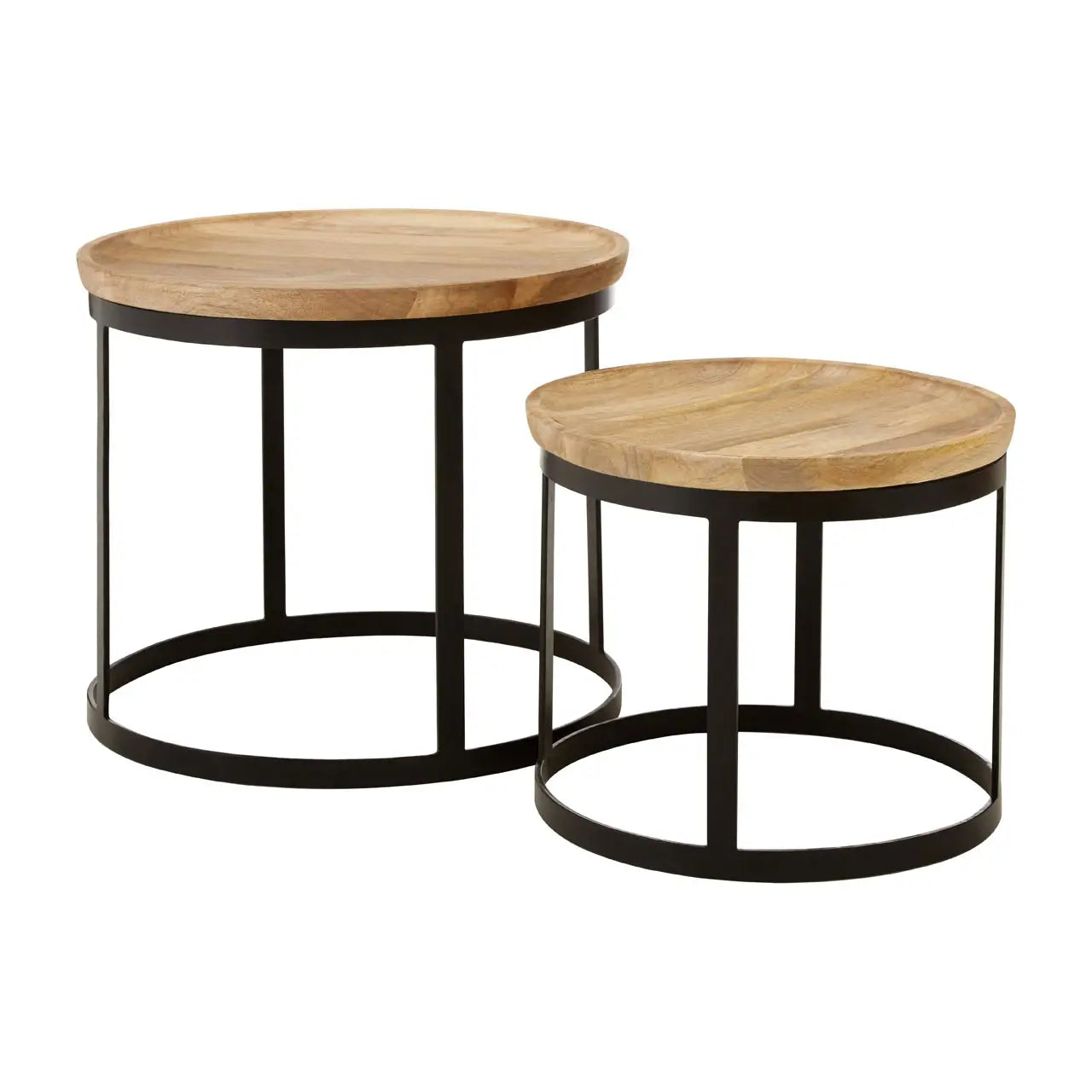 Set Of Two Boho Mango Wood Nesting Tables