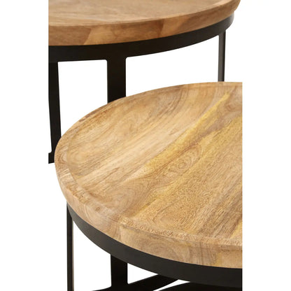 Set Of Two Boho Mango Wood Nesting Tables