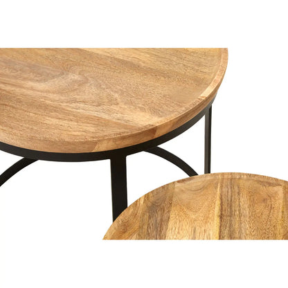 Set Of Two Boho Mango Wood Nesting Tables