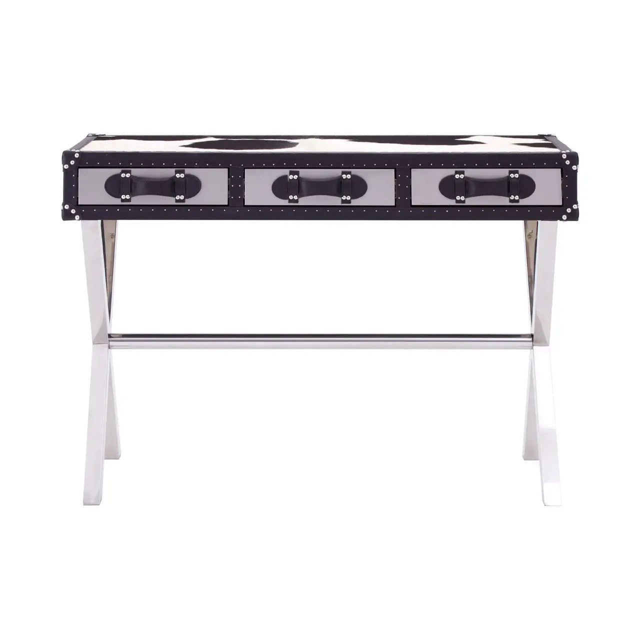 Kensington Townhouse Black And White Genuine Cowhide Console Table