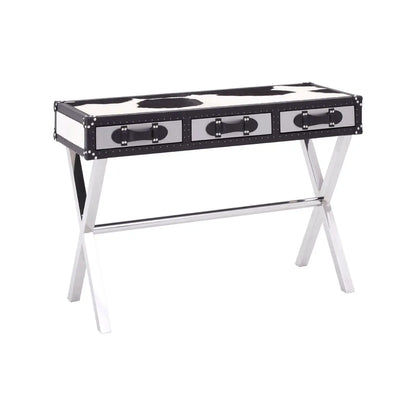 Kensington Townhouse Black And White Genuine Cowhide Console Table