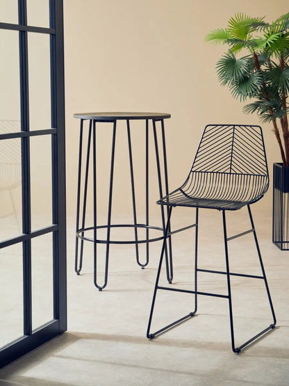 District Bronze Metal Wire Tapered Bar Chair