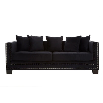 Sofia 3 Seater Black Velvet Sofa